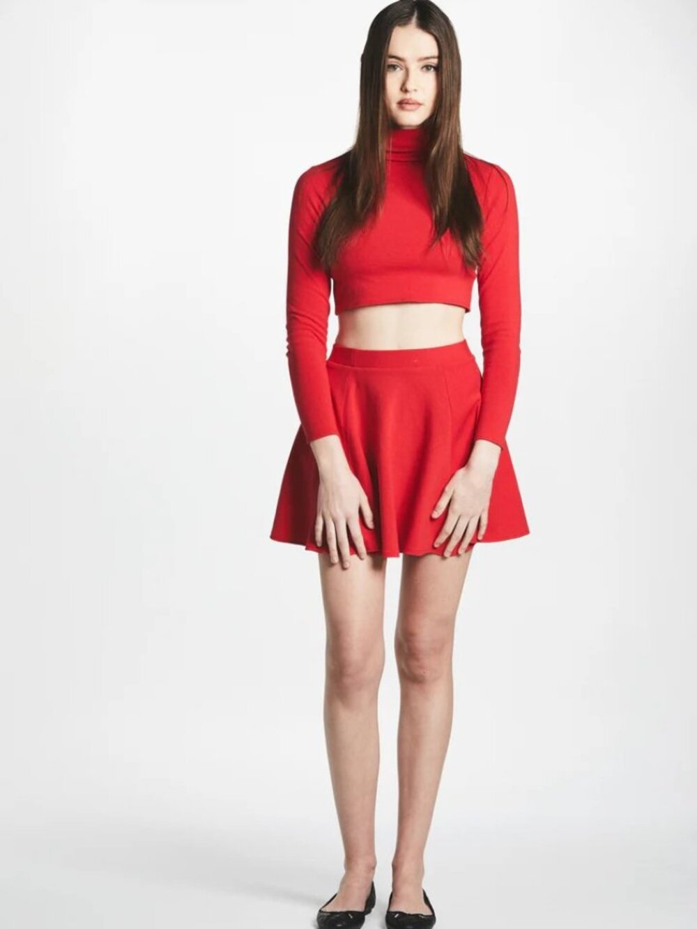 New Tags L' Ecole Des Femmes Manara Long Sleeve Turtleneck Red Crop Top, S